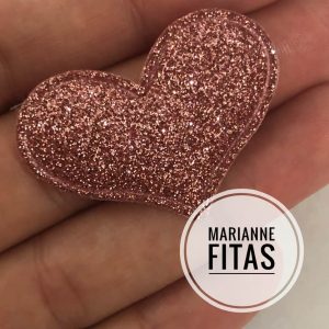 Aplique Coração Glitter Rosa escuro