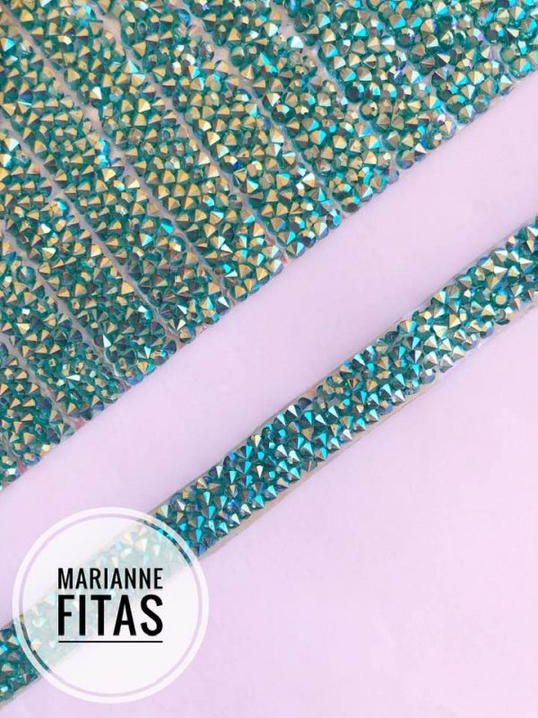 Fileira de Strass verde