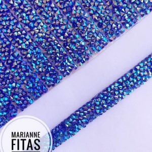 Fileira de strass azul escuro