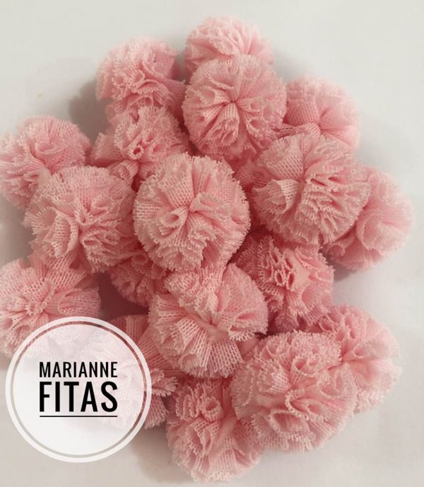 pompom malha rosa bebe 2,5cm